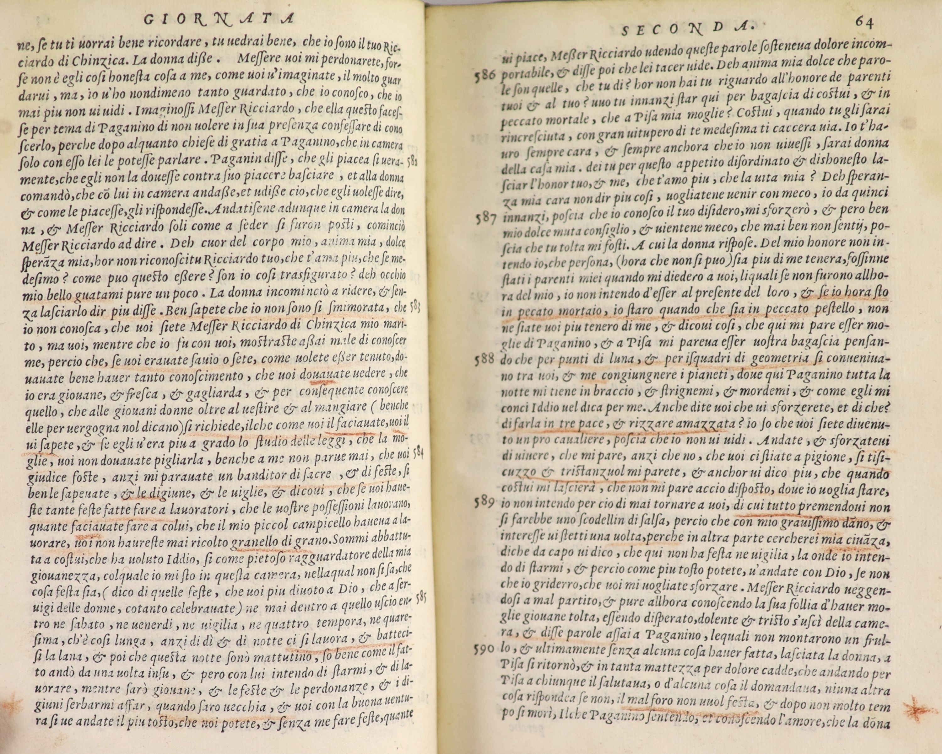 Boccaccio, Giovanni. Il Decamerone. Corretto gia dall 'Exxellentissima Academia Fiorentina ...